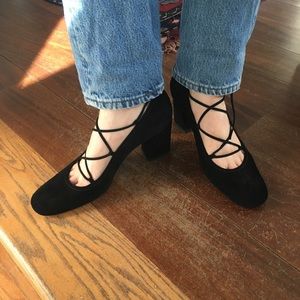Stuart Weitzman Blake Suede Lace-up heels 9.5